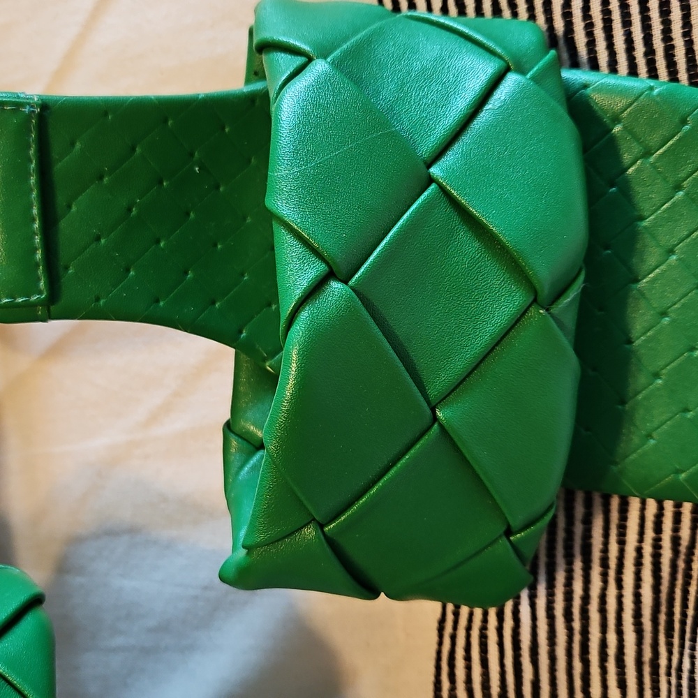 Bottega V. Inspired Green Leather Women's Heeled Sandals Size 10 - Picture 4 of 4